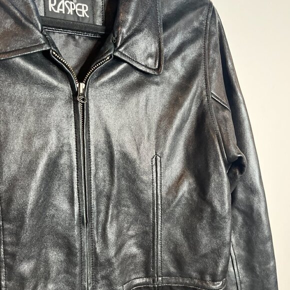 Vintage black leather zip up jacket - Picture 2 of 5